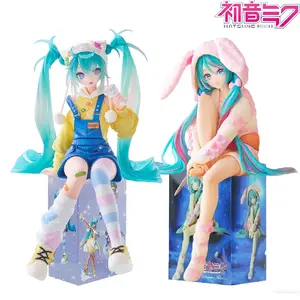 14cm Fashion Hatsune Miku Anime Figure Rabbit Ear Pajamas Lollipop Hatsune Miku Action Figures Kawaii Girl Collection Model Toys