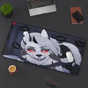 Loona Blows a Kiss Mousepad - Helluva Boss Fan Art Anime Desk Mat - Aesthetic Dark Fantasy Mouse Pad - Non-Slip Rubber Base for Gaming & Work