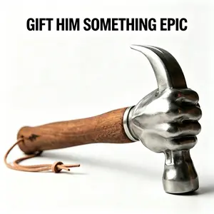 Creative Fist-Shaped Desktop Accessory Hammer  Unique Novelty Gift for Men | Solid Wood Handle & Heavy Duty Multitool | Aesthetic Home Decor for DIY Lovers | Premium Gift Box Included