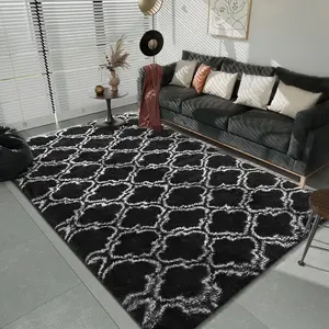 LOCHAS Luxury Shag Area Rug Geometric Plush Fluffy Rugs, Extra Soft and Comfy Carpet, Moroccan Rugs for Bedroom