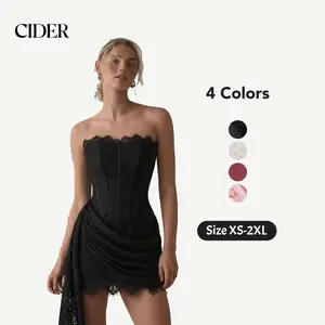 Cider Lace Tube Tie Back Mini Dress