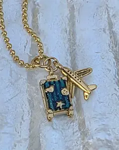 I Love to Travel Gold Stainless Steel Necklace