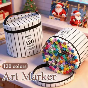 120 Color Dual Tip Professional Drawing Markers, 2mm Detail Liner & 1-5mm Broad Marker, High Saturation Ink, Comfortable Grip, Portable Case, Art Marker Pen