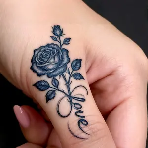 A Touch of Timeless Love: 4pcs Minimalist Rose Tattoo Stickers - Semi-Permanent Herbal Ink, 7-14 Days Lasting, Waterproof & Natural-Looking for Any Occasion
