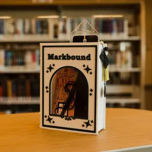 Markbound Book Aesthetic Bookmark Holder with Clear Window for Book Lovers - Decorative Design & Functional Storage Organizer