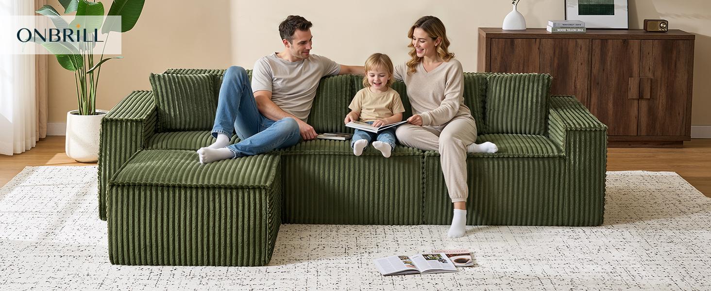 【With 1 Movable Ottoman & SPOTLIGHT DAY】ONBRILL 108" Gorgeous Cloud U Shaped Modular Sectional Sofa, Comfy 3-Seater Modern Luxury Sectional Couch, Deep Seat Couch for Living Room Bedroom Furniture,BlackFridayDeal