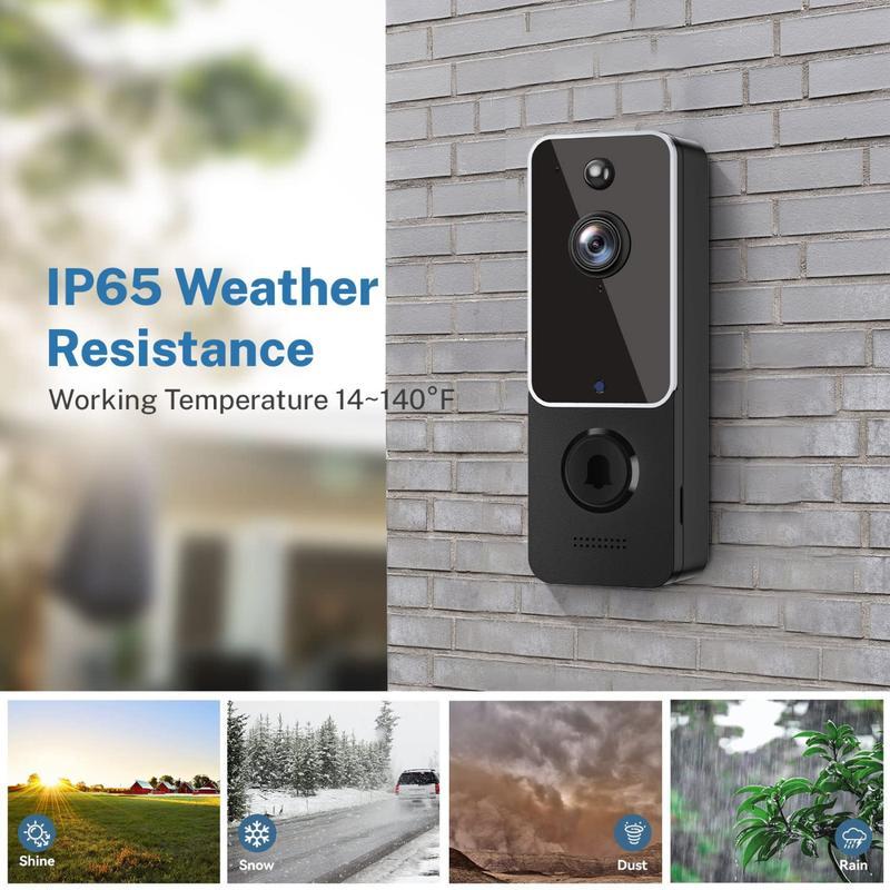 Wireless Video Doorbell Camera with Chime Ringer, Battery Powered, Smart AI Human Detection, 2.4G WiFi, 2-Way Audio, Night Vision, Cloud Storage, Easy Installation Home Security Door Bell