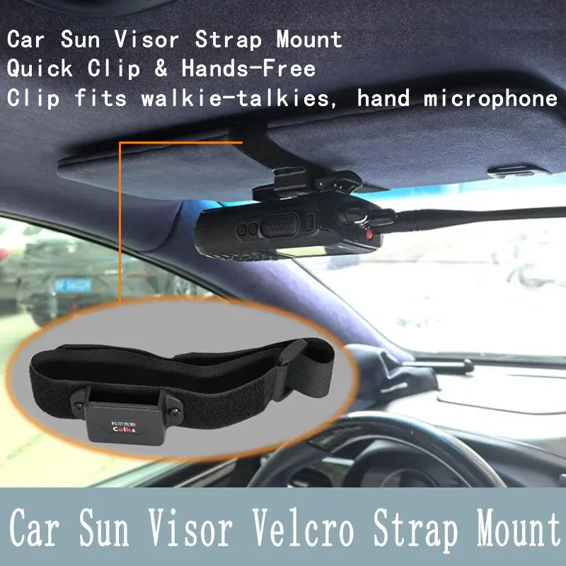 Walkie Talkie Car Sun Visor Mount, Multi-Functional Quick Release Holder System with Adjustable Velcro Strap，Two Way Radio Holder，handle microphne Bracket，Car Mount Accessories, Universal Fit, Adjustable Straps