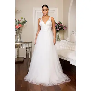 Embellished V-Neck Wedding Dress by Elizabeth KGL1901