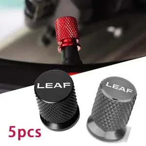 For Nissan Leaf 5pcs Aluminum Alloy Tire Valve Stem Cap, Metallic Texture, Anti-Theft & Dust-Proof, Automotive Accessories