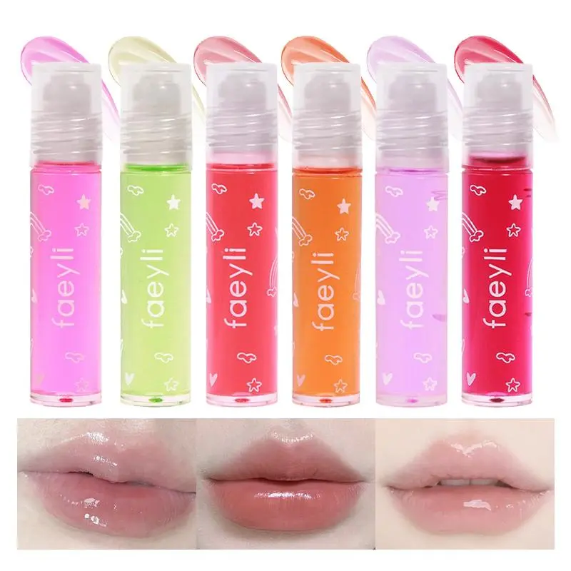 Roll On Lip Oil, Transparent Moisturizing Lip Gloss, Shiny Hydrating Lip Care Oil, Reduce Lip Lines Plumping Lip Makeup