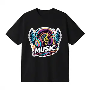 Cotton Oversized Unisex Funny Meme T-Shirt Graphic Print Music Headphones Wing Design Casual Streetwear Tee for Music Lovers Festival Party Everyday Wear