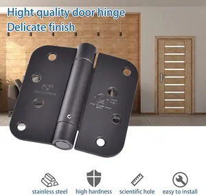 3 Pack Self Closing Door Hinge 4 inch Auto Close Hinge Adjustable 4 x 4 Inch Spring Hinges Door Closer Hinge 5/8" Radius Corner Commercial Auto Self-Closing Hinge
