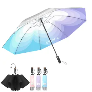 RUMBRELLA UV Protection Inverted Umbrella - Easy Auto Close Open Retractable Shaft, Smart Folding Reverse Umbrella for Rain Perfect Car Umbrella for Men Women Elderly and Pregnant Women