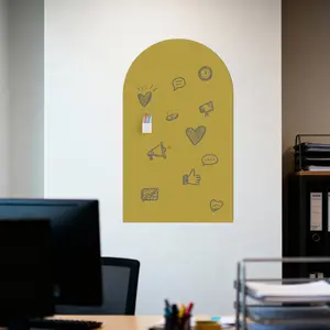 1 khaki-colored soft magnetic arch set that can be painted and written on, with self-adhesive magnetic easy installation - perfect for office notes, study room learning, and wall decoration in restaurants for messages - Office Accessories