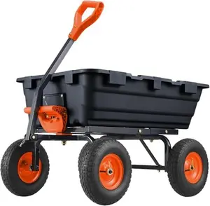 800 Lbs Garden Dump Cart Heavy Duty Outdoor Garden Wagon with 10" Pneumatic Terrain Tires & Rotating Handle,High Capacity Dump Cart with Steel Frame & Quick Release System for Soil, Plants, Wood