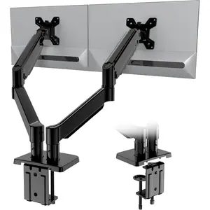 Dual Monitor Arm, Adjustable Dual Monitor Mount with C-Clamp & Grommet for 13-32" Screens, Dual Monitor Desk Stand Each Holds 19.8lbs