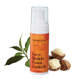 Hairplexx Glow Locs & Braids Foam Control  with Tea Tree Leaf & Castor Oil - Frizz Taming & Fast-Drying Styling Mousse 5.07 oz