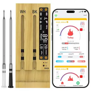 WiFi Sub-1G  Meat Thermometer Unlimited Range 7 NIST Certified Sensors with Ambient Temp 2 Temp  Ways Digital  Base and App for BBQ, , Grill, Oven (Dual Probes)