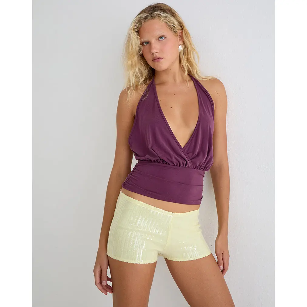 Erna Micro Short in Clear Sequin Yellow