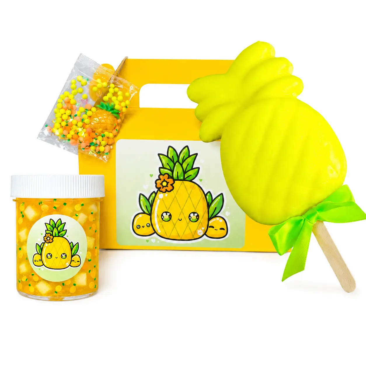 Handmade by Hoshimi Slimes Unisex Pineapple Wax Pop Slime Kit - DIY Jelly Cube Slime with Wax-Coated Pineapple, Relaxing ASMR Sound, Crunchy Texture, All Seasons Interactive Play Toy
