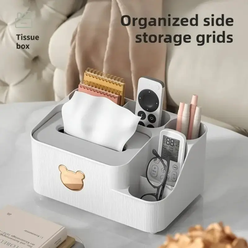Bear Desktop Tissue Box, Modern Simple Bathroom and Living Room Storage Box, Accents, Space-Saving Rectangular Design