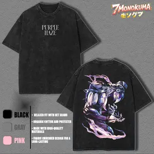 "Purple Haze" JoJo’s Bizarre Adventure Part 5 Vento Aureo Unisex Anime Graphic Tees, Pannacotta Fugo, Men Gifts, Crew Neck T-Shirt For Anime Lover Cotton Fabric Menswear Top