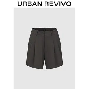 URBAN REVIVO Women's Mid Waist Casual Shorts UWM650045 - 2025 Essential Elegant Fashion Piece, Comfortable Fit, Stylish Vibe Everyday Womenswear Bottoms, Style summerwins,summerwins