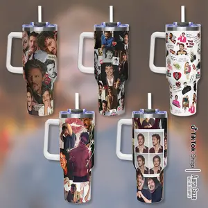 Pedro Pascal Tumbler 40oz – Pedro Pascal Coffee Cup, Celebrity Crush Gift, Gift For Fan, 40oz Tumbler With Handle