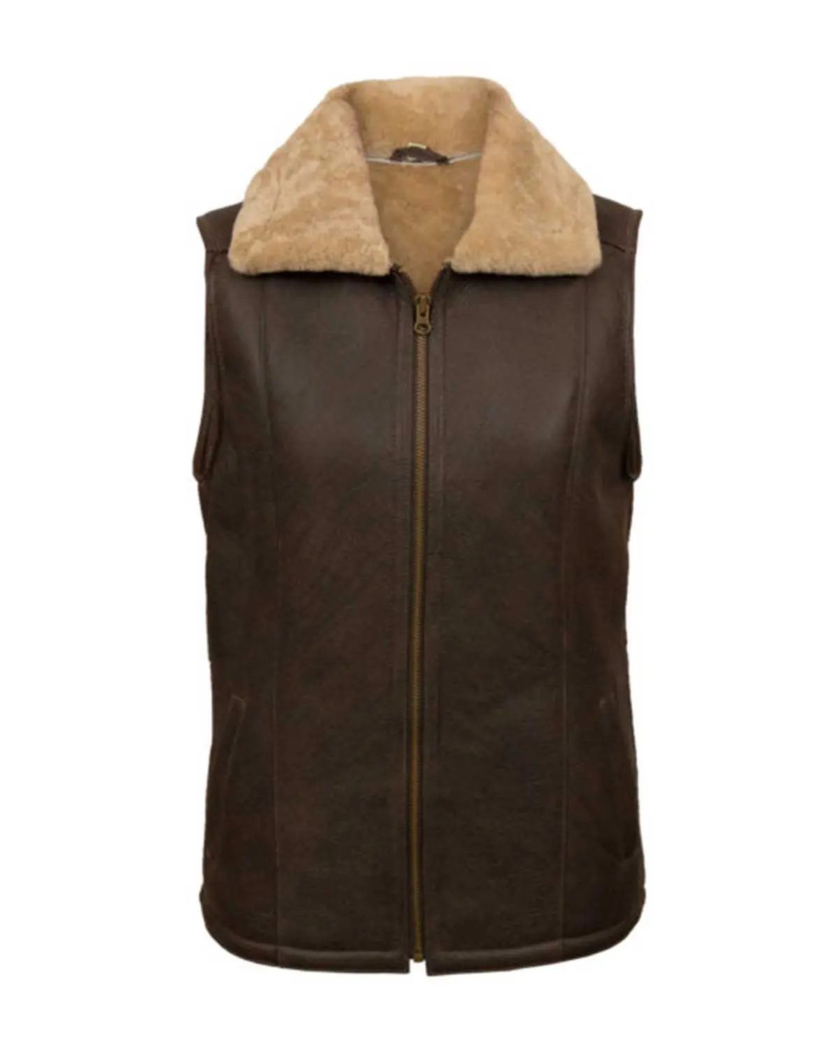 MotorCycleJackets Women’s Brown Sheepskin Gilet