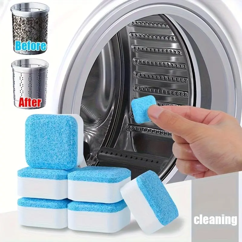 4pcs Mighty Washing Machine Cleaner Tablets - Household Effervescent Dirt Destroyer, Odor-Fighting Multi-Purpose Non-Paste Powder All-Purpose Cleaners, Laundry Must-Have Accessories (Blue, Pink, Green, Yellow), Odor-Fighting All-Purpose Cleaners