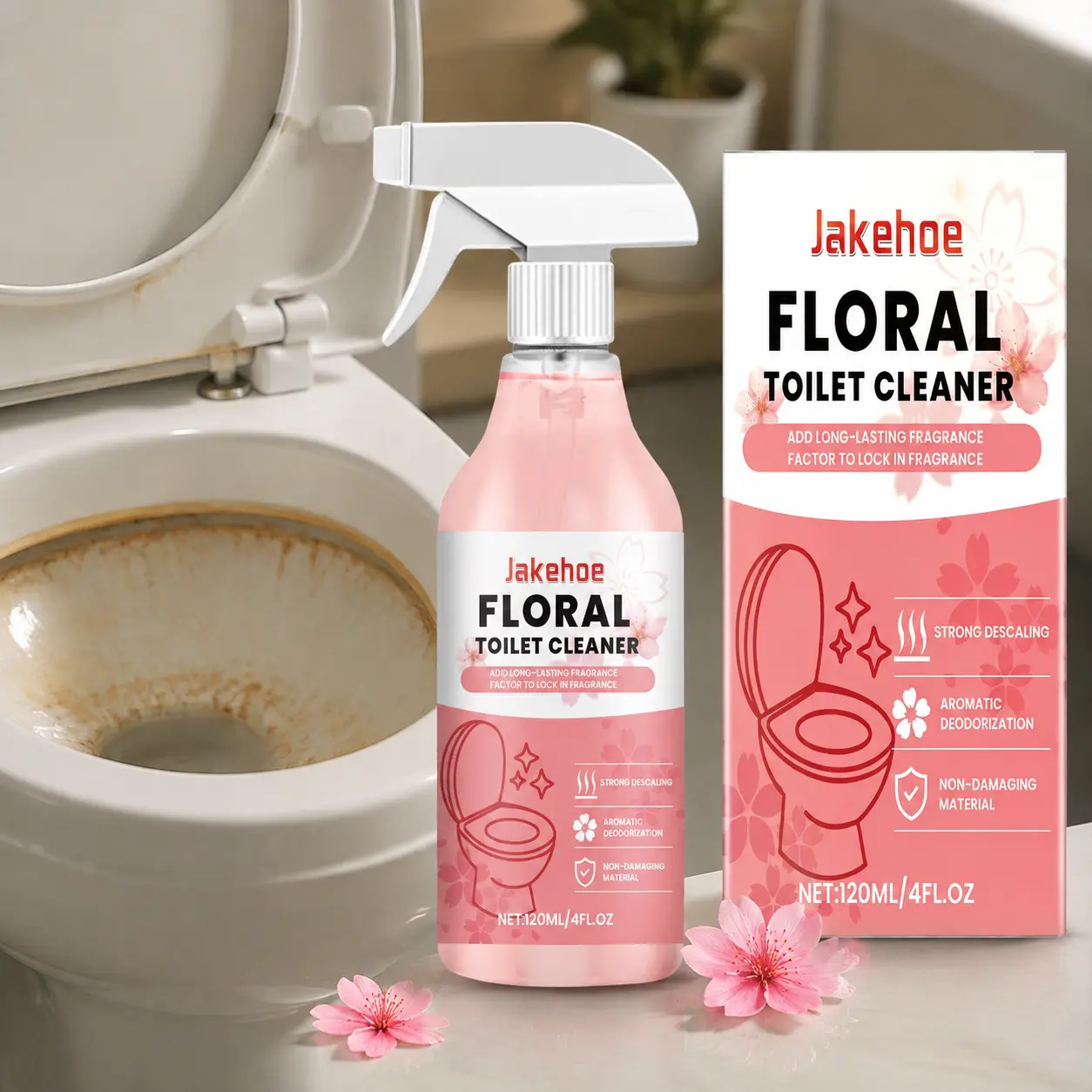 Floral Toilet Cleaner Spray Powerful Stain Remover and Odor Eliminator for Bathroom Fresh Scent Deep Cleaning Deodorizer Household Supplies