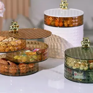 A plastic fruit box, multi-layered fruit plate with lid, dried fruit box, living room nut candy box, snack storage box, suitable for home restaurant hotel wedding party, party supplies, desktop decoration, room decoration