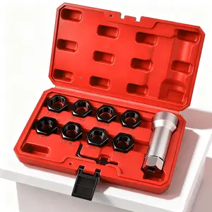 10pc Axle Spindle Threading Set Axle Thread Repair Kit with 8 Dies 1-1/16" Extension Bar Axle Spindle Thread Chaser Set Thread Rethreading Restorer Tool with M20 M22 M24 & 13/16" 3/4" UNEF