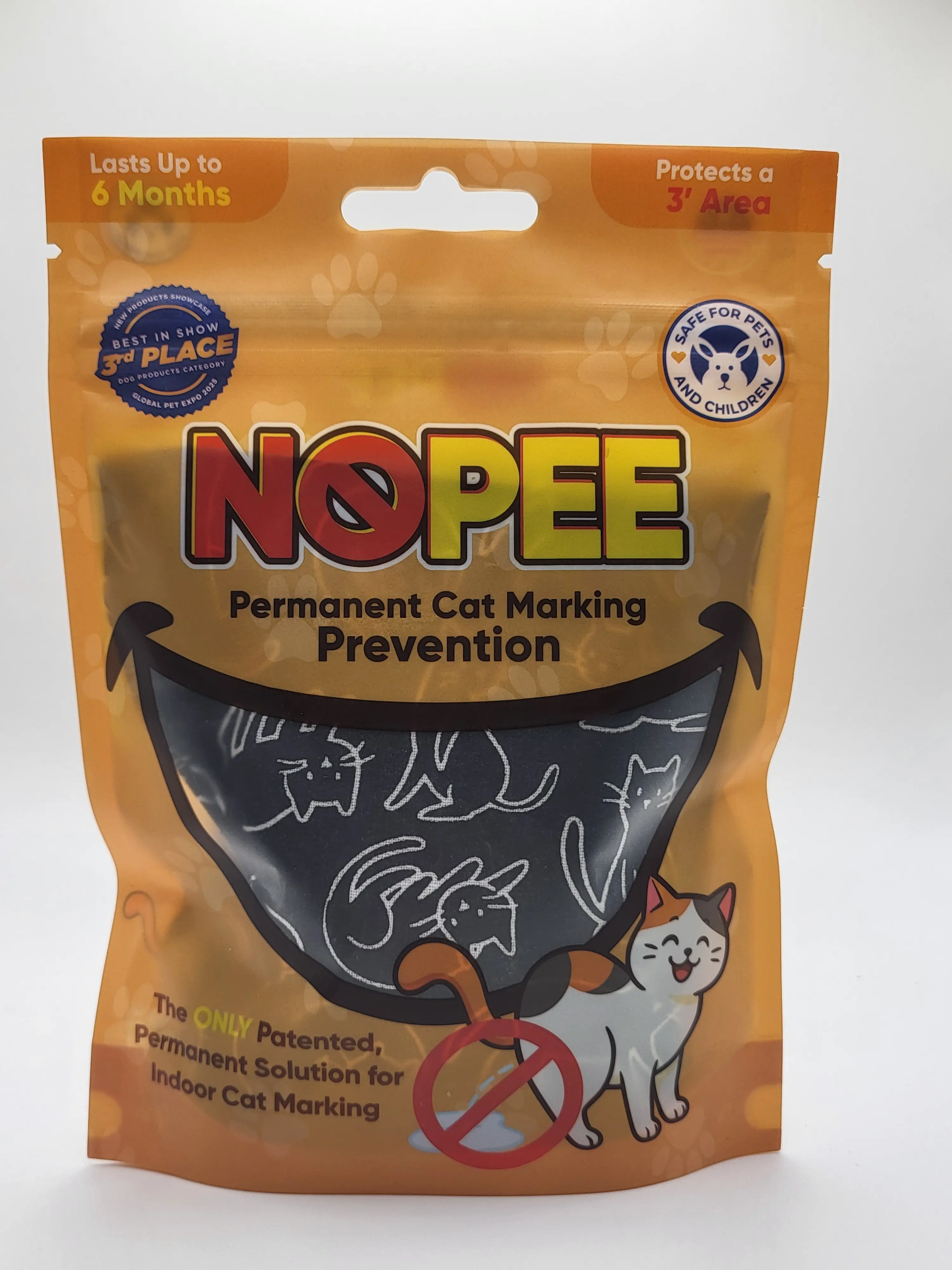 NOPEE Cat Marking Prevention.  Lasts 3 to 6 months, cloth double layer fabric bag, Black with Cats, prevents cat marking, includes 1 bag