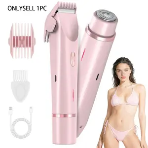 Bikini Trimmer for Women, Intimate Pubic Trimmer, Bald Cat Womens Shaver, Electric Razors for Women, 2 in 1 Dual-Head Epilator, for Legs Underarms Face and Private Parts, Dry/Wet, USB Rechargeable Trimmer, Cordless Trimmer, Body Hair Trimmer