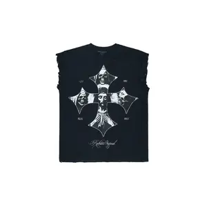 Lorzen Black Cut off Tee