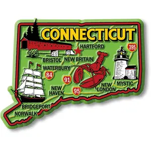 Connecticut Colorful State Magnet by Classic Magnets, 3.6" x 2.7"