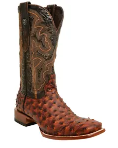 Tanner Mark Men's Marl Exotic Ostrich Print Western Boot Broad Square Toe - Tm205587 Tanner Mark Men's Marl Exotic Ostrich Print Western Boot Broad Square Toe - Tm205587