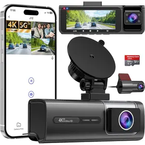 3  5G WiFi Dash Cam, 4K+1080P+1080P Dash Cam Front and Rear with 64GB Card, Dash Camera for  with HDR IR Night Vision, G-Sensor, 24/7 Parking Mode, WDR, Support 128GB Max -