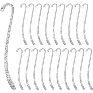 20 Pack Metal Bookmark Hairpin Hook Antique   Carved Hook Bookmark with Loop Metal Book Markers Embossed Bookmarks,  Making Charms
