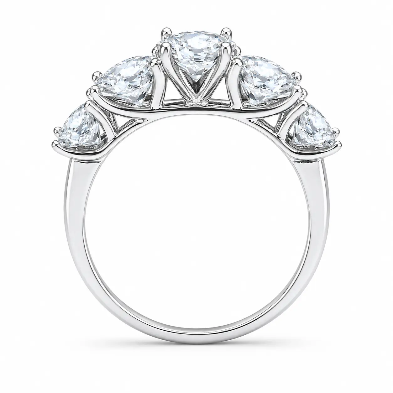 (5 Stone) 925 Sterling Silver Synthetic Moissanite Ring-s925 sterling silver, sterling silver ring, moissanite ring, moissanite engagement ring, engagement ring, elegant ring, jewelry ring, solitaire ring, bridal ring, anniversary ring