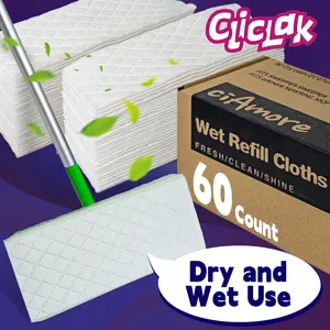 Dry Mop Pads Refills 60 Count, Dry and Wet Use Compatible with Swiffer Sweeper, Disposable Sweeping Cloths for Floor Mopping and Cleaning