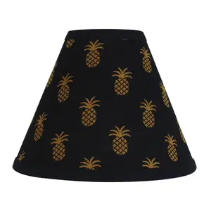 Pineapple Town Black 10" Lampshade with Pineapple Pattern, Adjustable Fit, and Classic Design