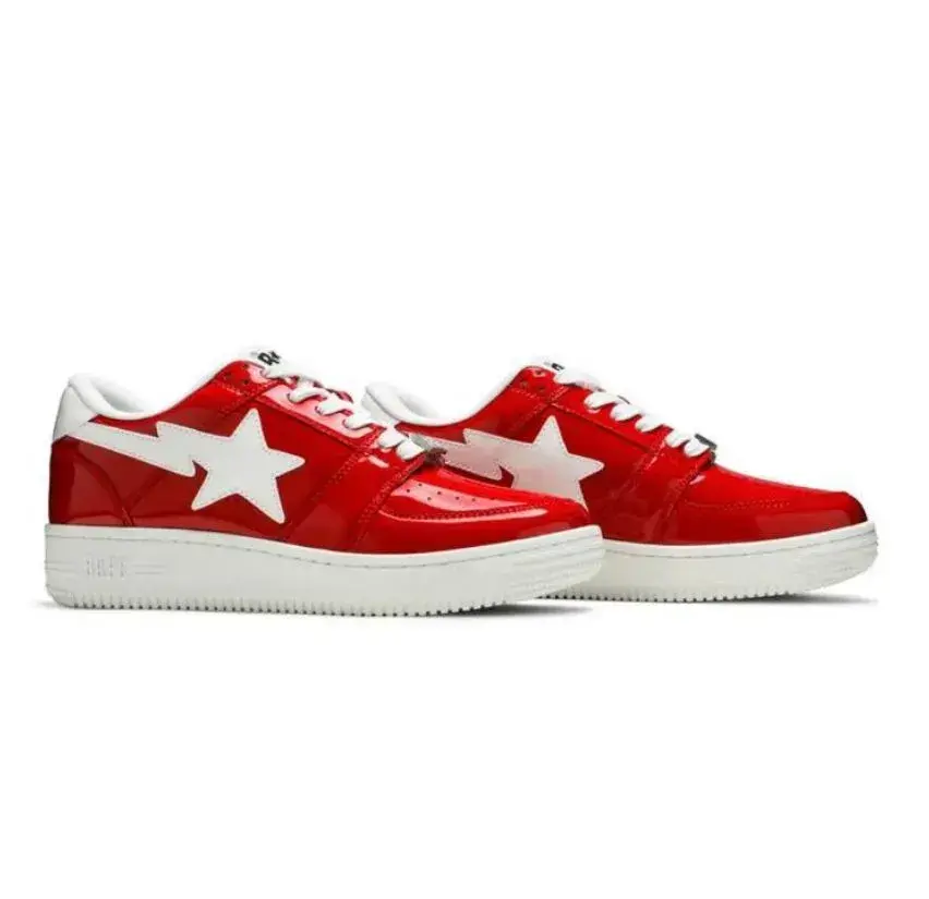 Bape Bapesta Low Red Patent Leather - 8, 8.5