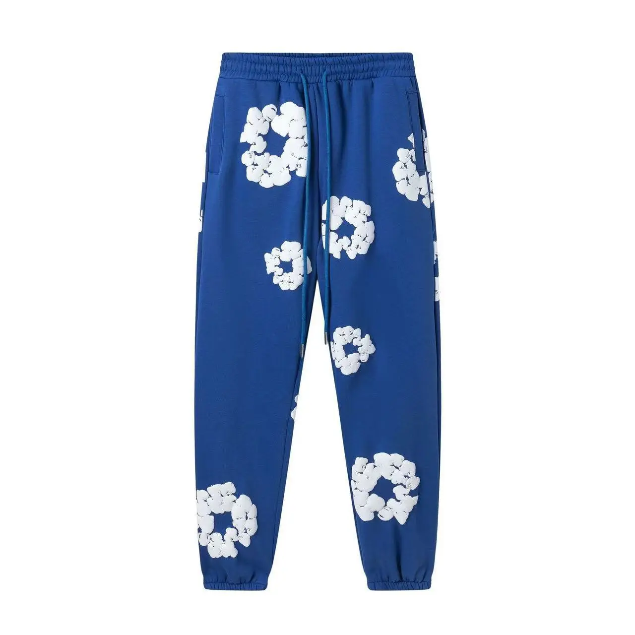 Foam colored blue pants��White flower wr