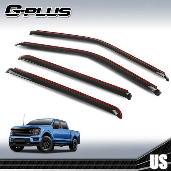 G-PLUS In-Channel Visor Deflector for 15-24 Ford F150 SuperCrew - Clip-On Side Window Deflectors & Visors, Sun Shade, Rain Guards Vent Shade