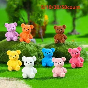 5-50 mini resin cartoon bear ornaments, colorful bear desktop decorations, Desktop Statue, room and car seat ornaments, holiday home party gifts.