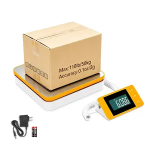 50kg/110lbs*0.1oz/2g Shipping Scale with Ac Adapter Highly Accurate Postal ScaleSmall-sized Transport Scale with Hold/Tare/Split display LCD Display, Digital Postage Scale for Packages/Luggage/pet