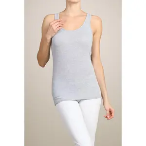 Jersey knit tank top with scoop neck and racerback